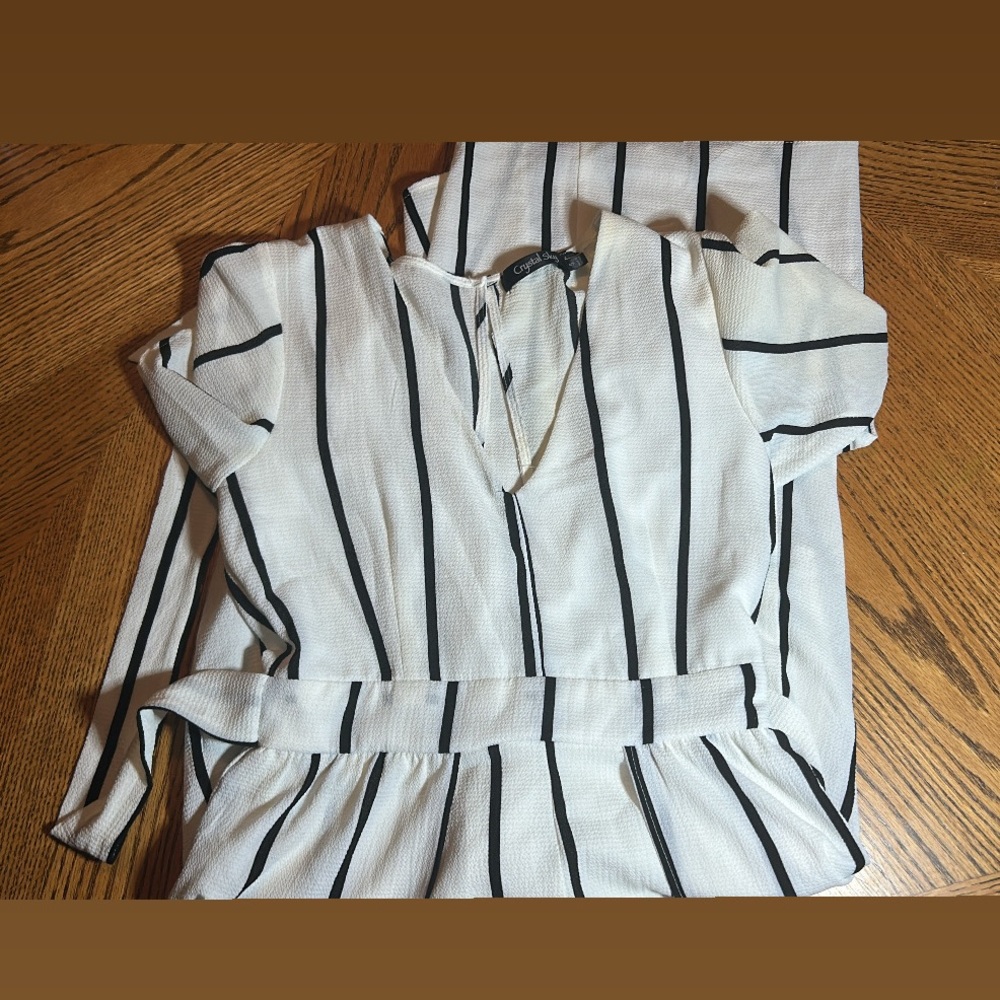 Striped White and Black Jumpsuit